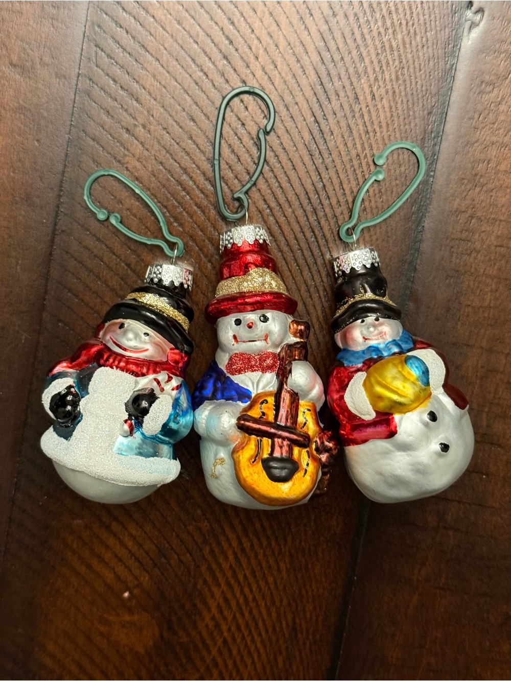 Vintage Glass Snowman Ornaments Set of 3 - Blown Glass, Hand-Painted